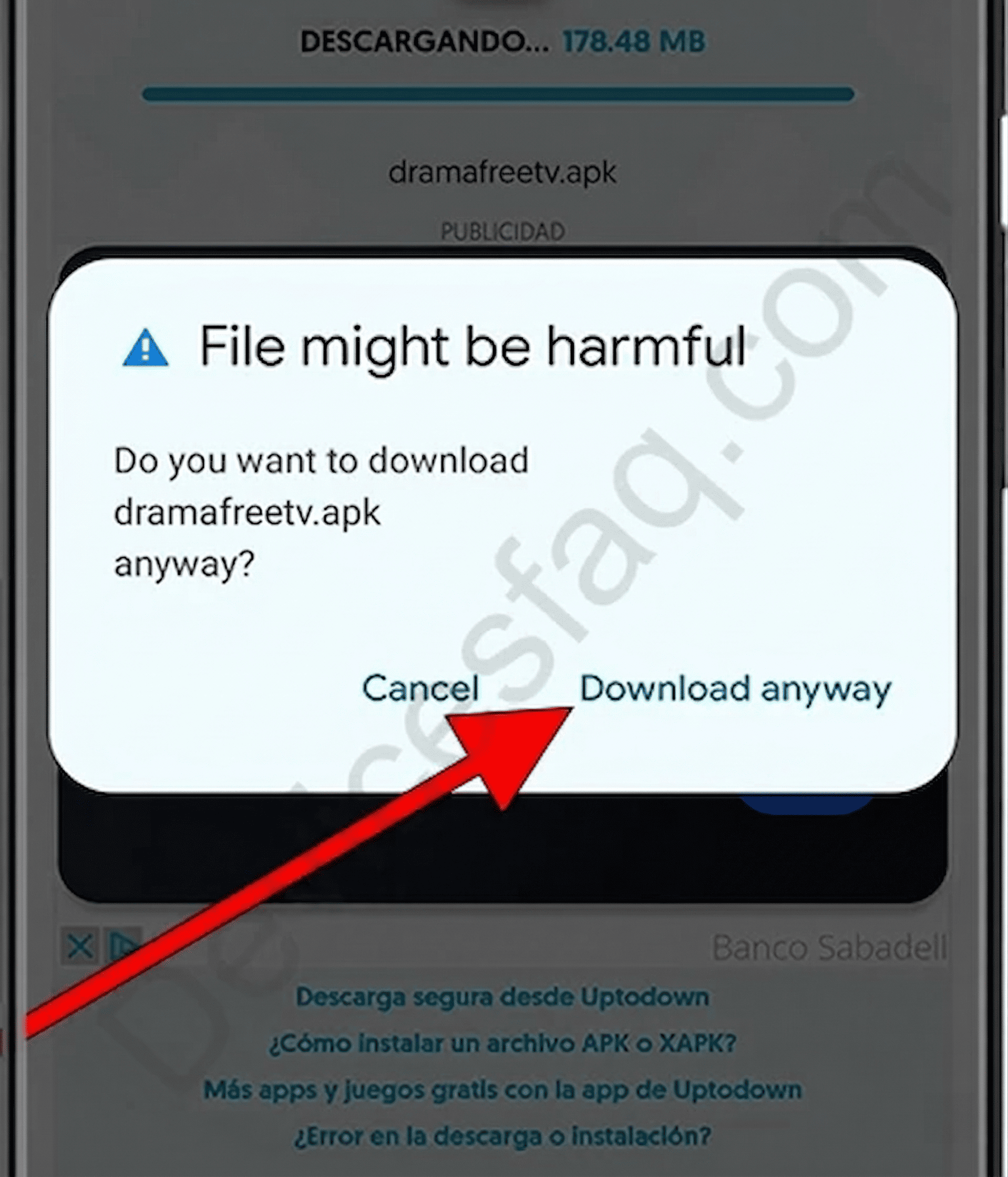 Confirmação de download do APK